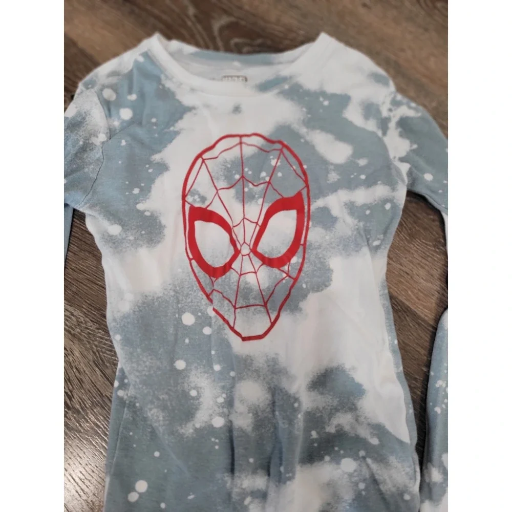 GAP Kids Marvel Spiderman Bleached Pajama Set Long‎ Sleeve Top Pants Size 10 #3